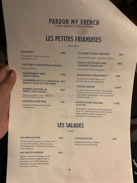 pardon my french restaurant menu.